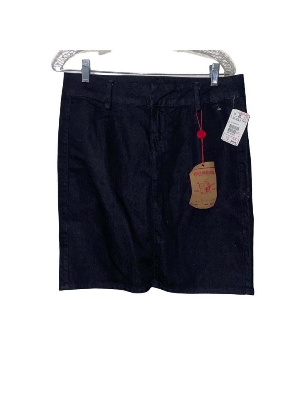 NWT True Religion Vicki Pencil Knee Skirt Size 30 Navy Denim Womens Fashion